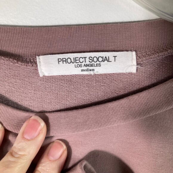 Womens UO Project Social T Sweatshirt M Mauve Cotton Polyester Spandex Long Slee - Picture 6 of 9